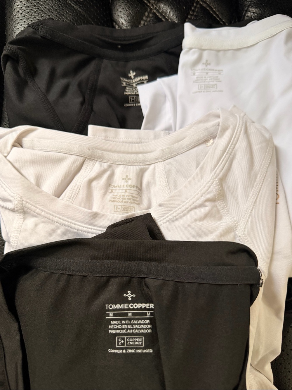 TommieCopper Women's Long Sleeve Performance Tees - Black & White, Pack of 4.